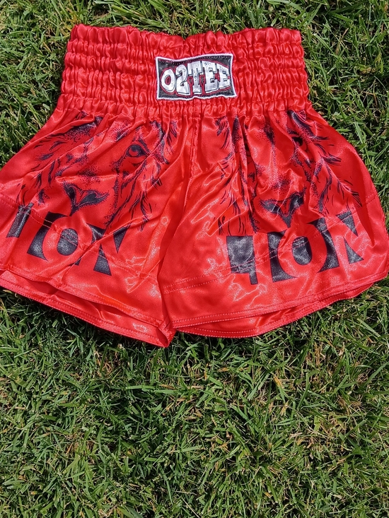 Other - NWOT Satin Muay Thai Kickboxing Shorts Red Lion Graphic Streetwear Unisex S